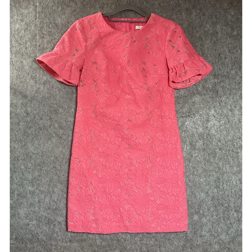 Trina Turk Dress Womens 2 Pink Floral Crochet Lace Knee Length Classic Cottage